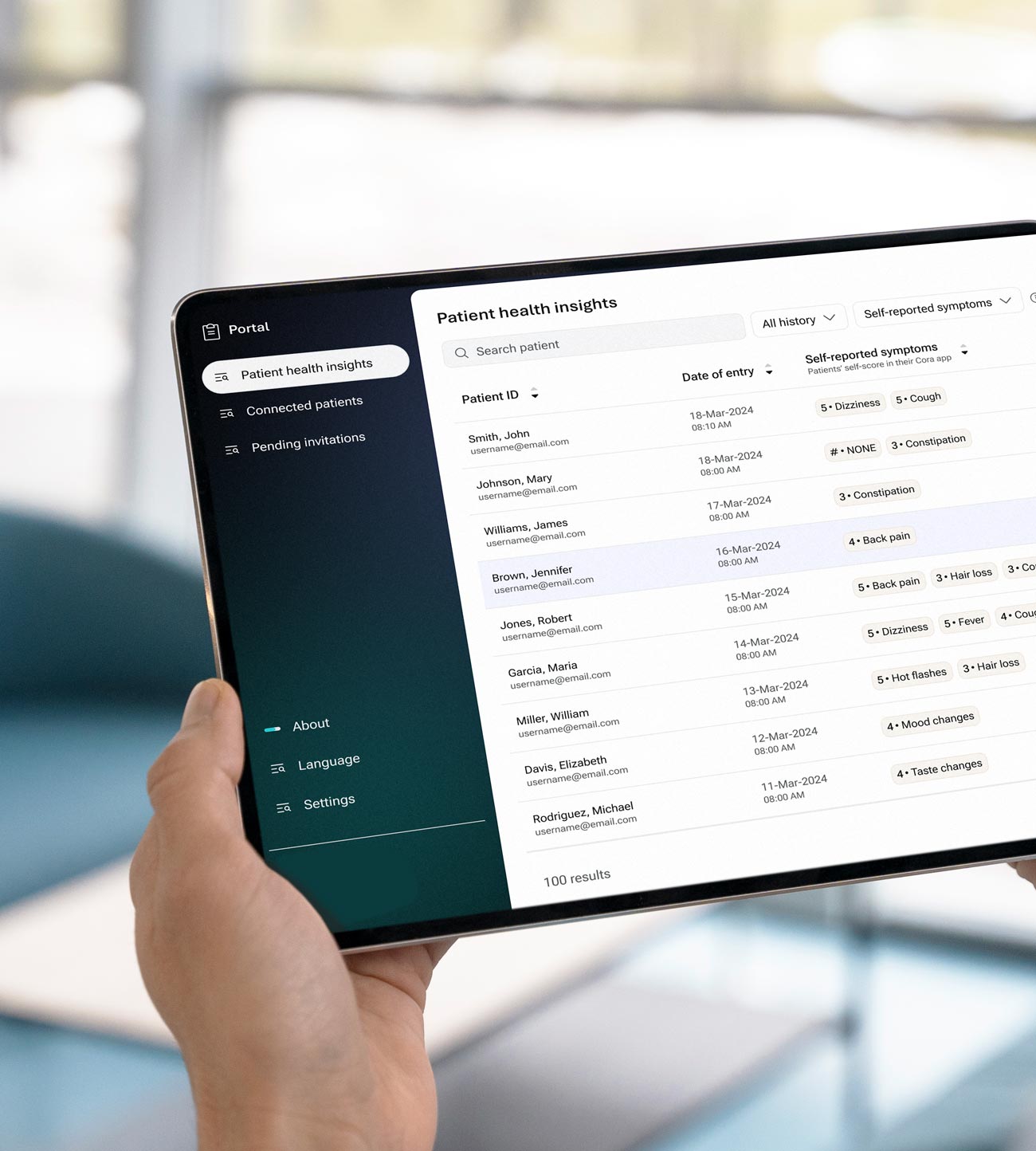A tablet that shows an HCP portal.