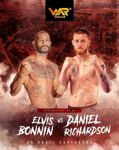Cartel de combate de Elvis Bonnin, peleador de MMA y boxeo preparado por Patrón Strength Training