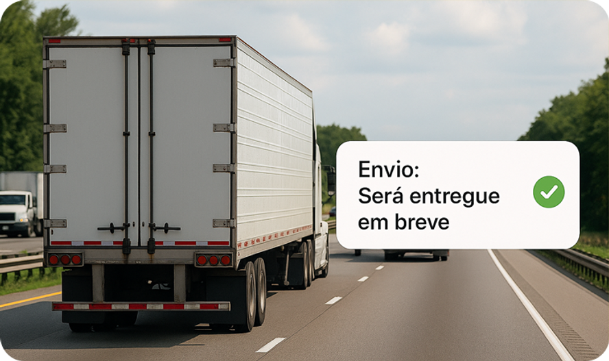 Caminhão em rota: visibilidade e atualização em tempo real no transporte de cargas.