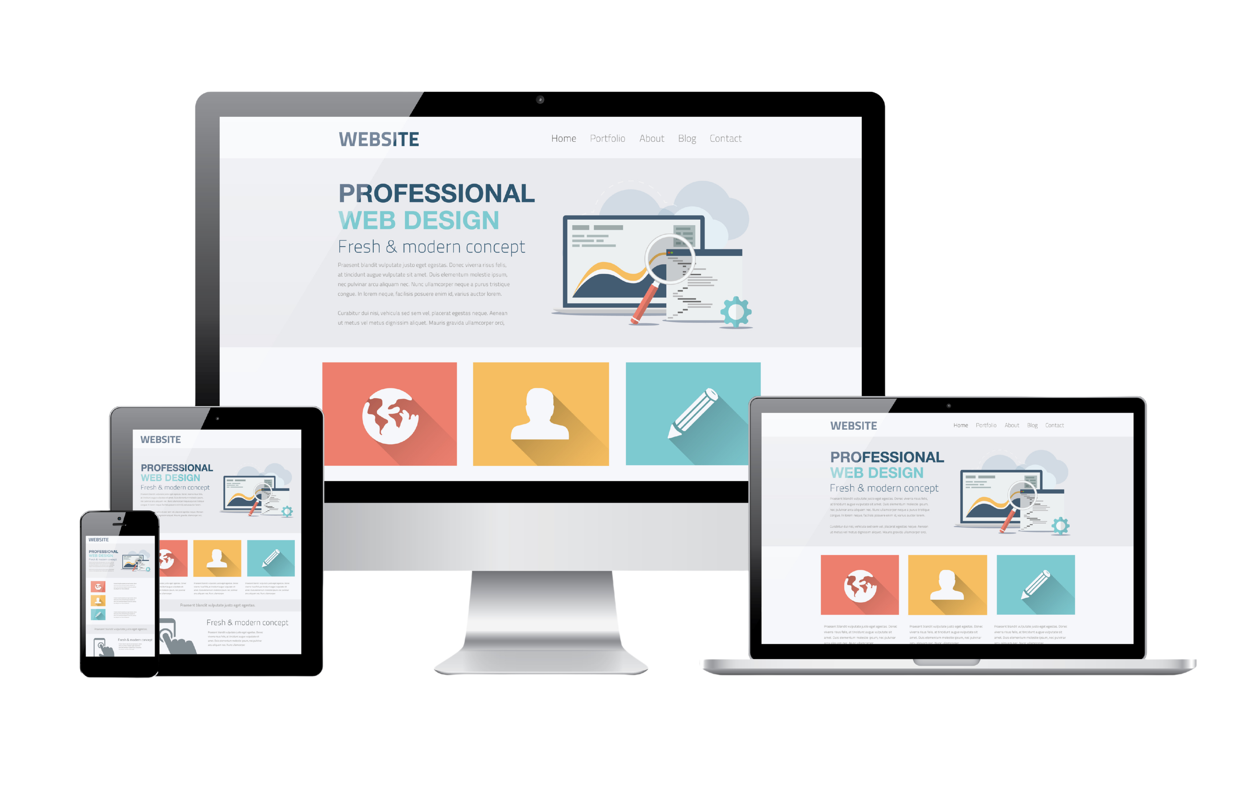 website design image showing that it's optimized for all device sizes 
