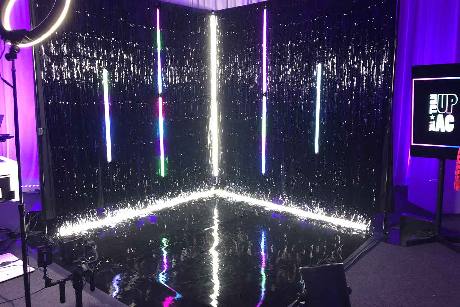 LED tunnel video booth setup for VIP guest experience at major sporting event in Miami