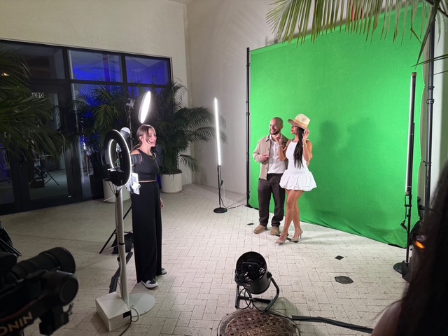 Guest walking the green screen Runway FX set at a Florida event