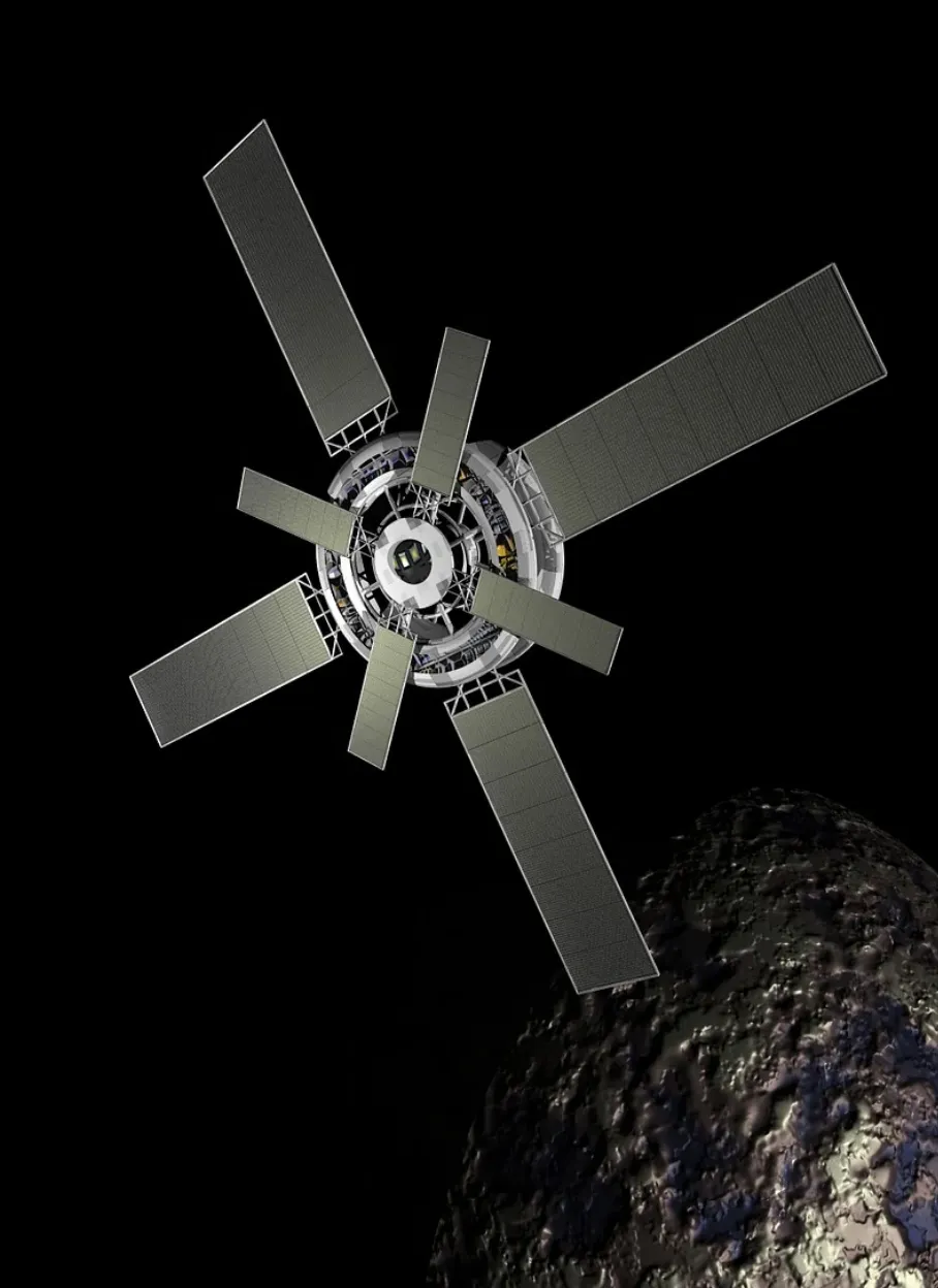 An image of a satellite with an electronic scanning array.