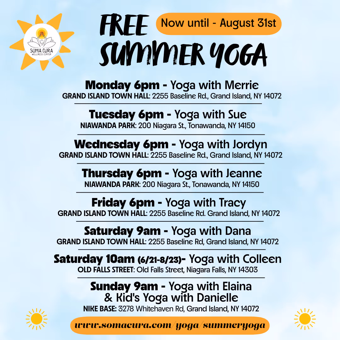 Picture of summer yoga schedule
