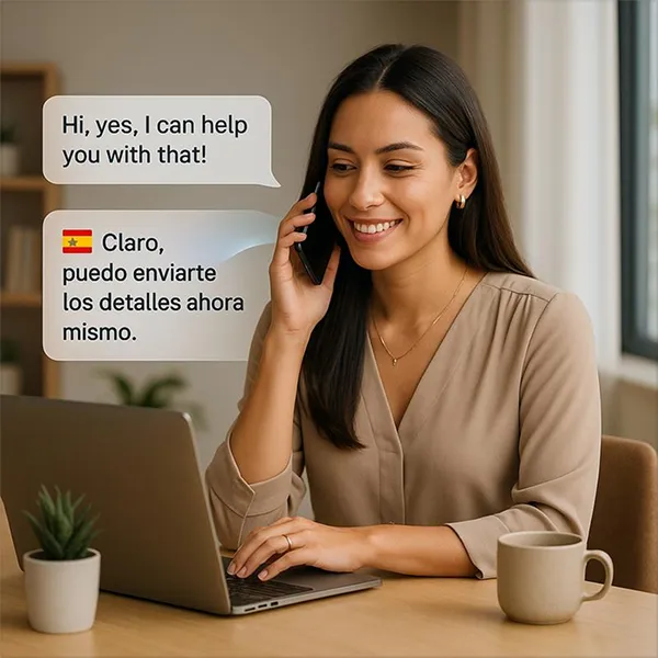 AI  Talking to a customer  in Multilingual language 