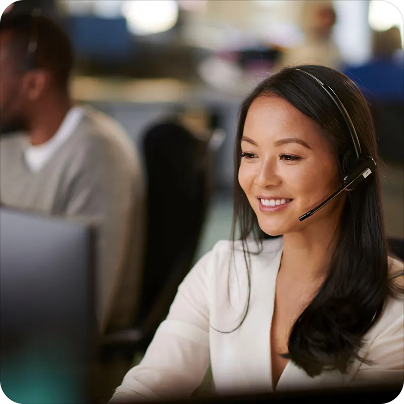 Call Centre agent on a call with customers 