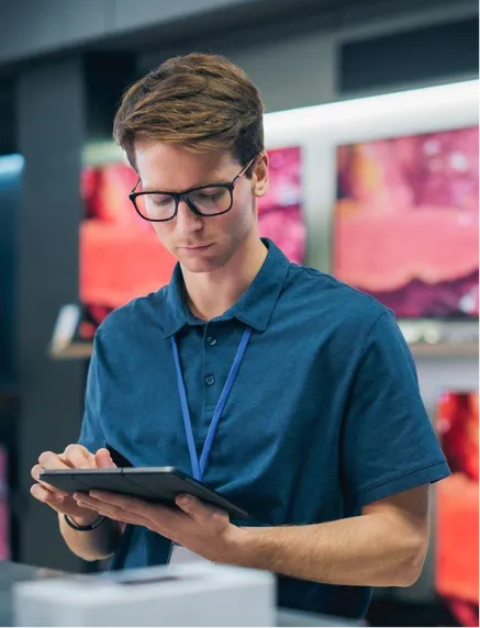 Customer using a tablet 