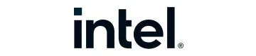 Intel logo in black lowercase letters on white background.