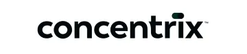 Concentrix company logo in black letters with a green dot above the letter x.
