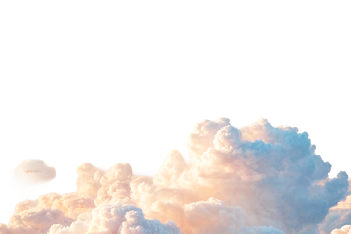 Fluffy white and soft pink clouds against a transparent or black background.