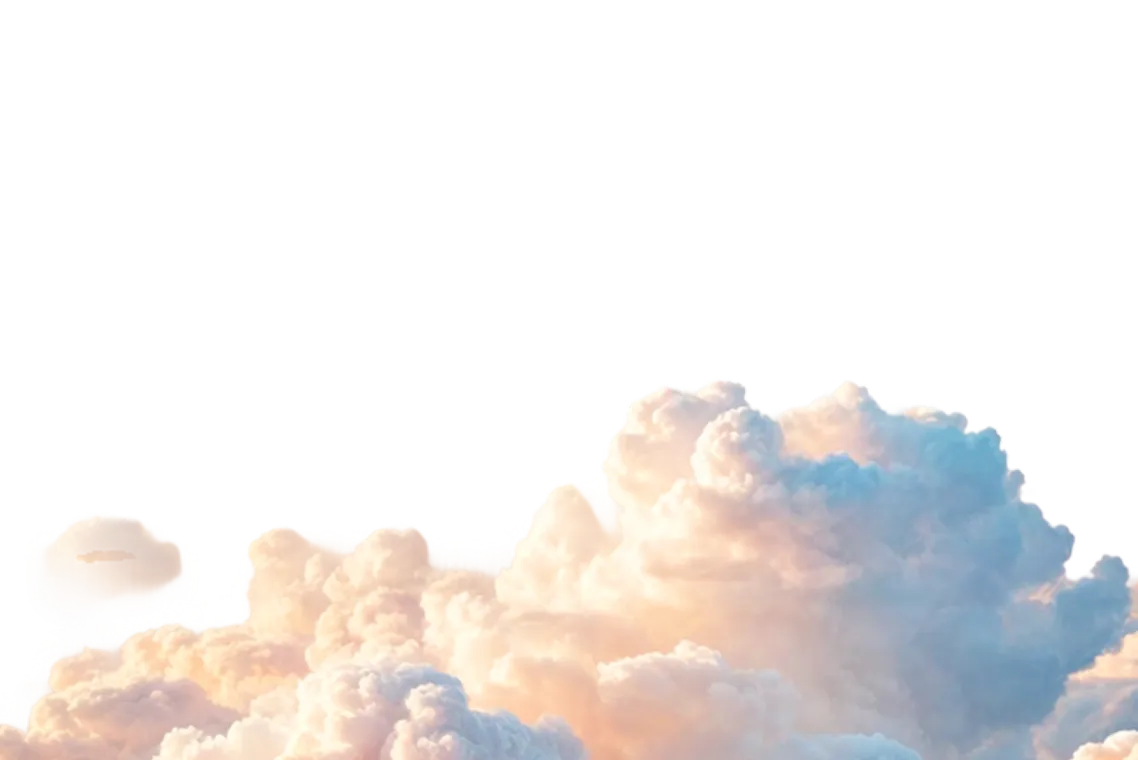 Fluffy white and soft pink clouds against a transparent or black background.
