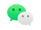 Green and white WeChat app chat bubbles icon on white background.