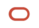 Red Oracle logo with horizontal oval shape and open center on white background.