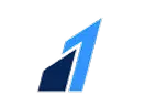 Stylized number one logo with two-tone blue arrow design on a transparent background.