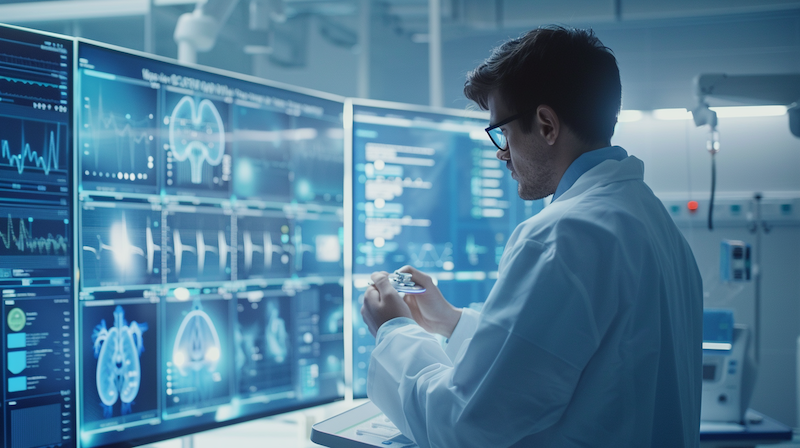 [interface] image of employee interacting with hr software (for a hr tech)