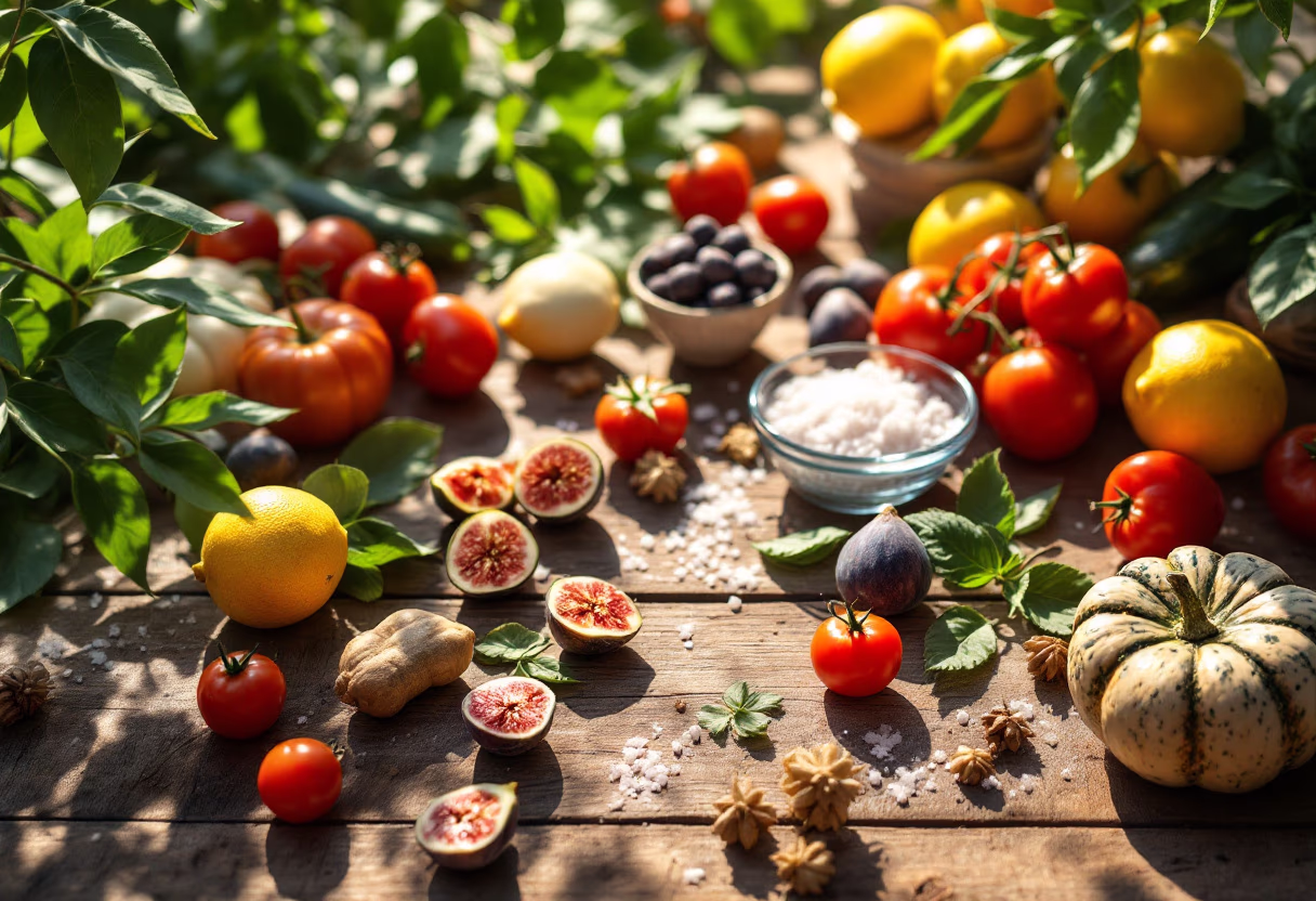 [background image] image of seasonal ingredients (for a fine dining restaurant)