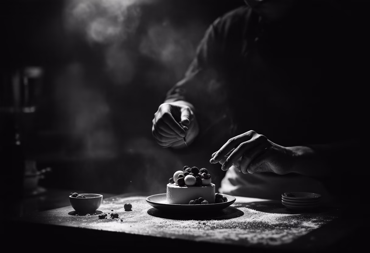 image of kitchen during service (for a fine dining restaurant)