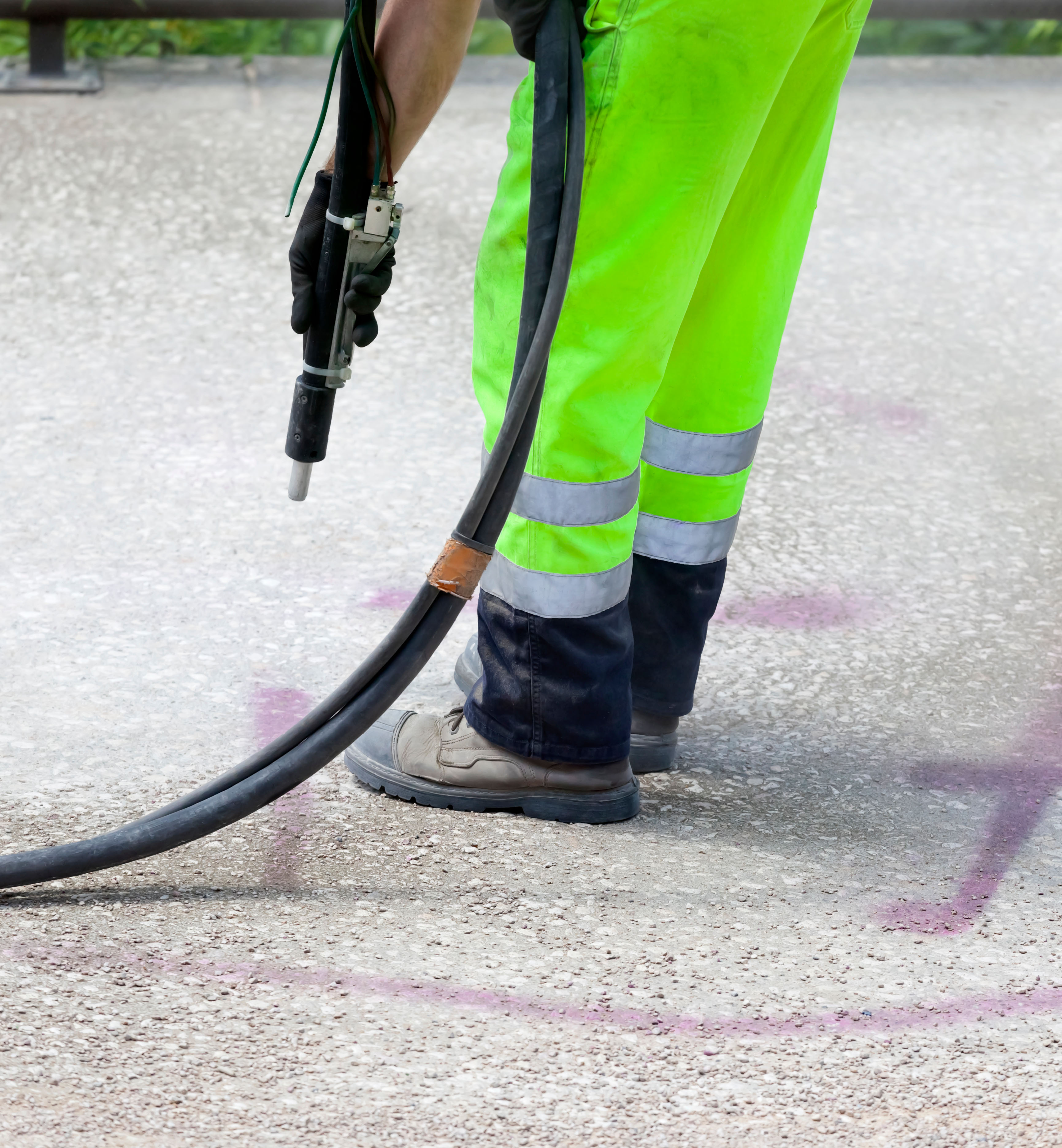 Abrasive blasting and concrete surface preparation close-up