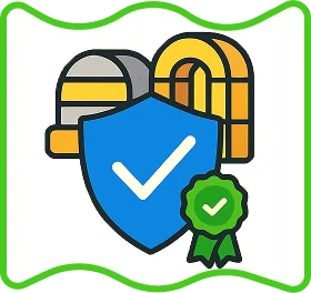 An image of a badge of certified safe play equipment.