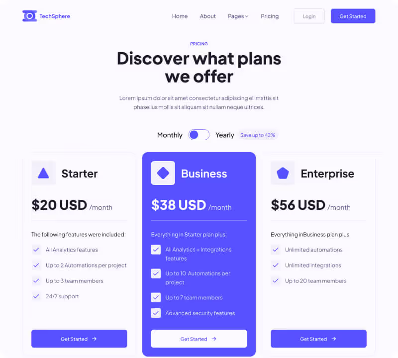 Sales Hero Page Pricing