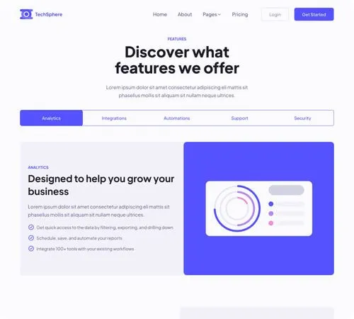 Sales Hero Page Features