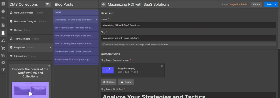 a screenshot of editing dynamic content
