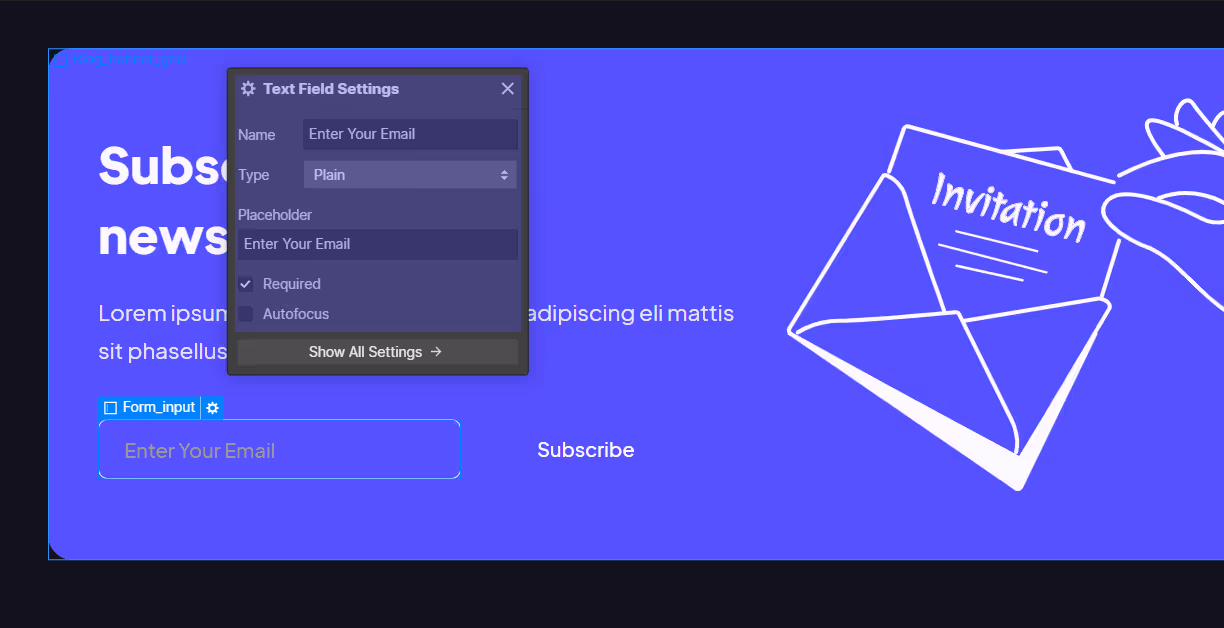 a screenshot of a form settings