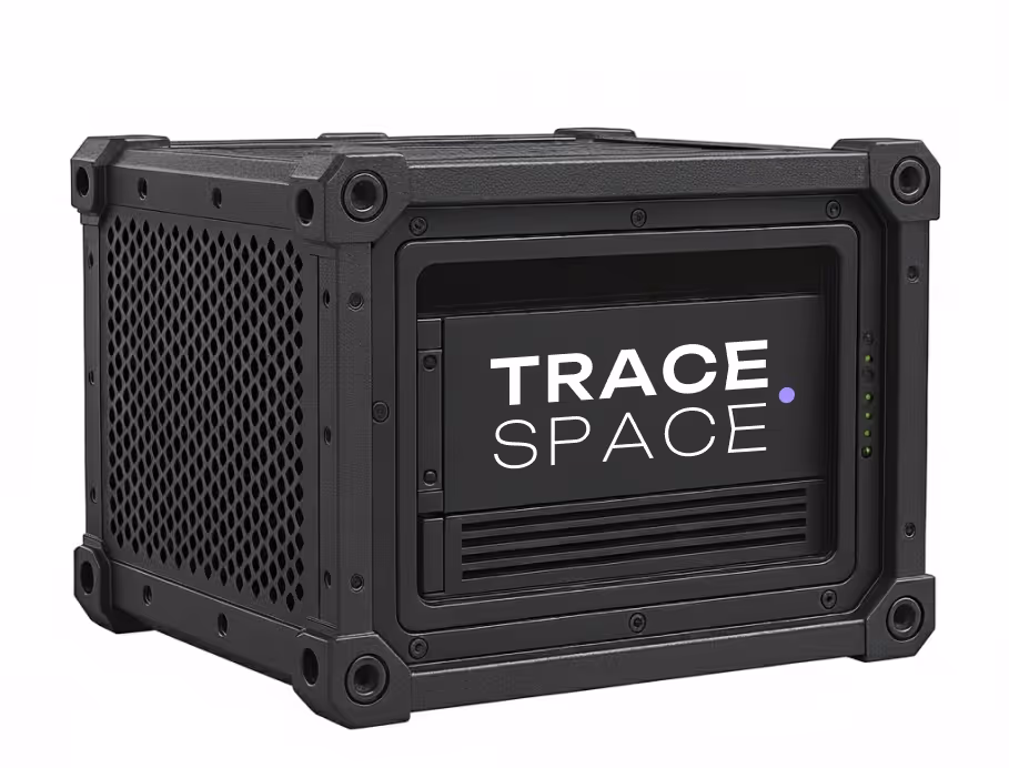 A server rack in a metal case