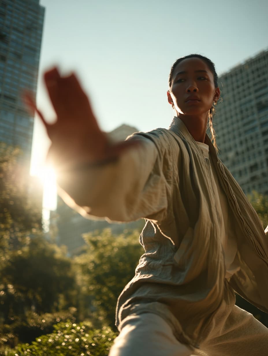 Woman Tai Chi in The Garden