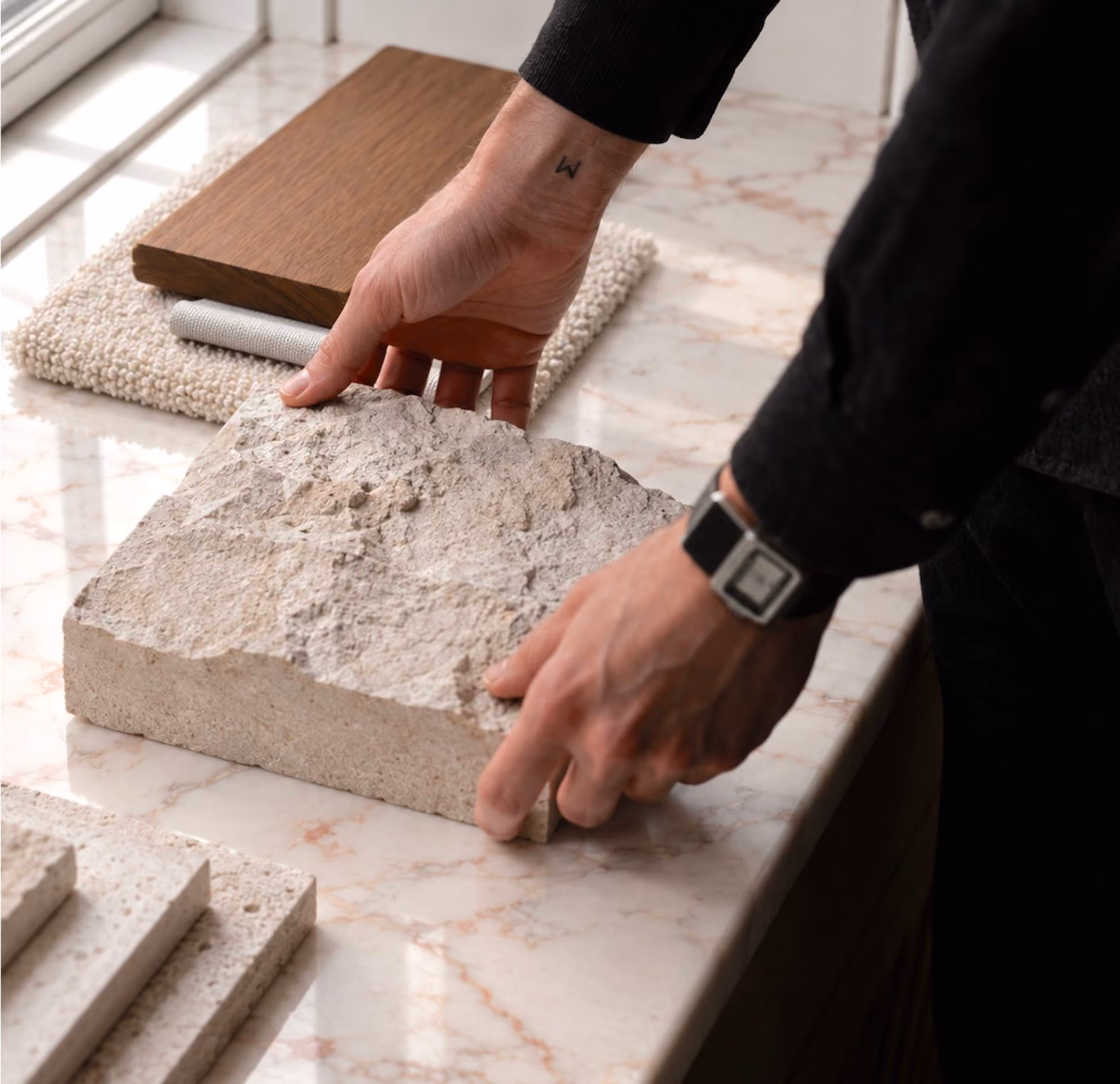 Marmer beton proef kleurstaal materiaal
