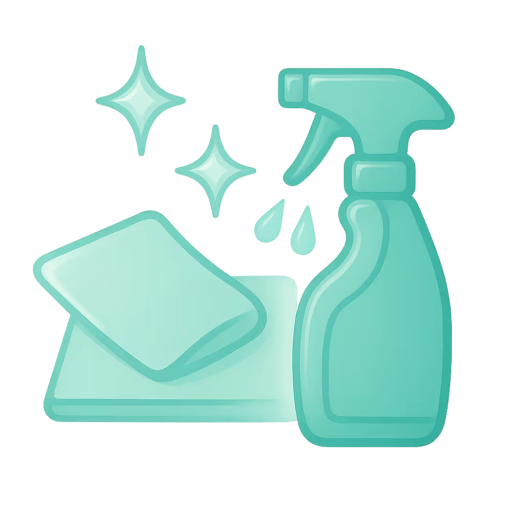 Spray and wipe down dirty surfaces icon