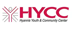 Logo of Hyannis Youth & Community Center with stylized human figure and red HYCC text.