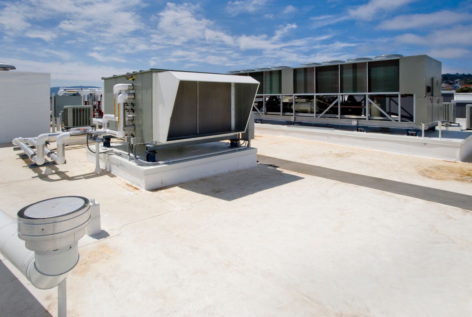 Industrial HVAC rooftop units installed at Massachusetts facility