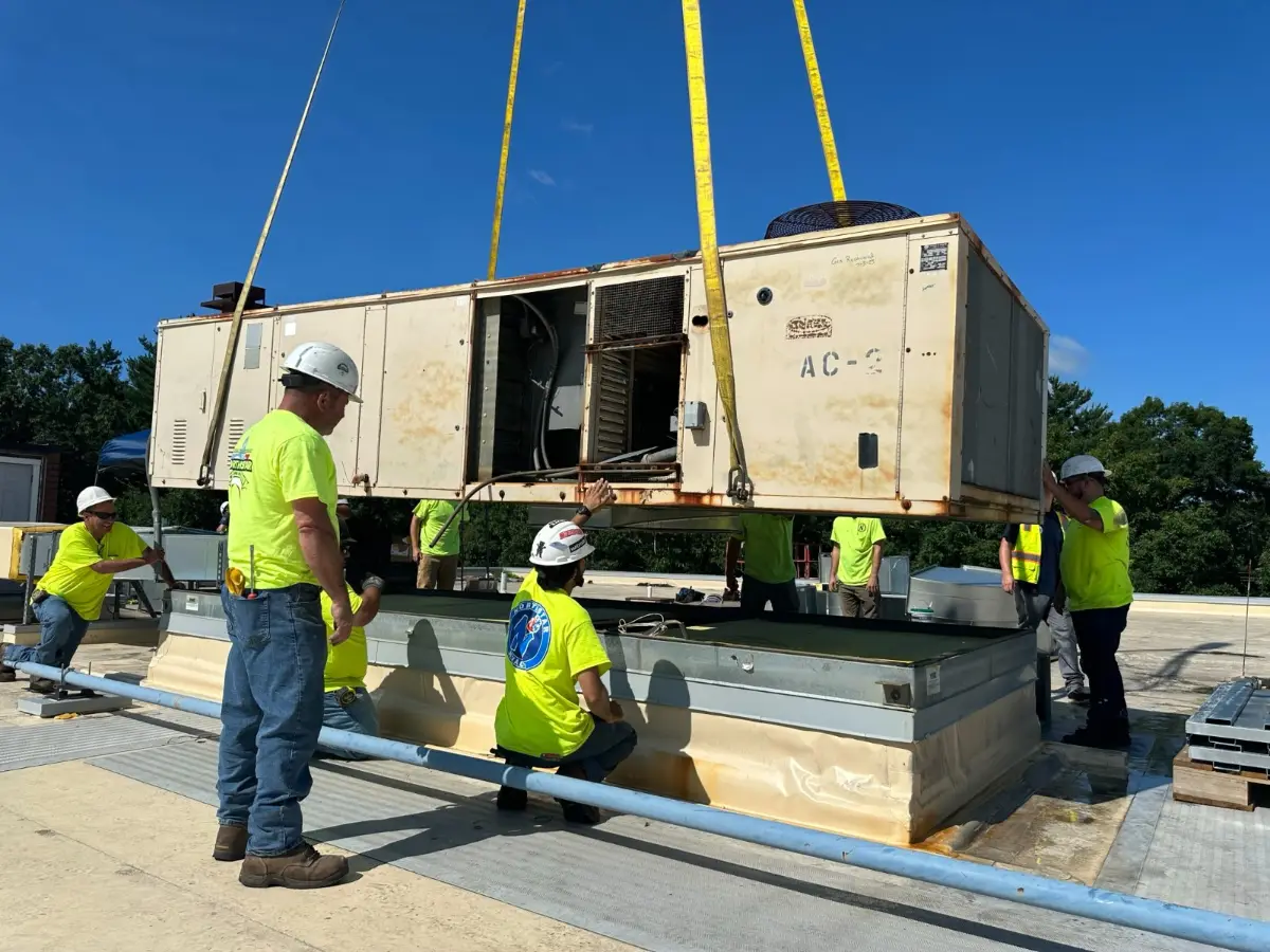 Rooftop HVAC unit installed on a commercial building