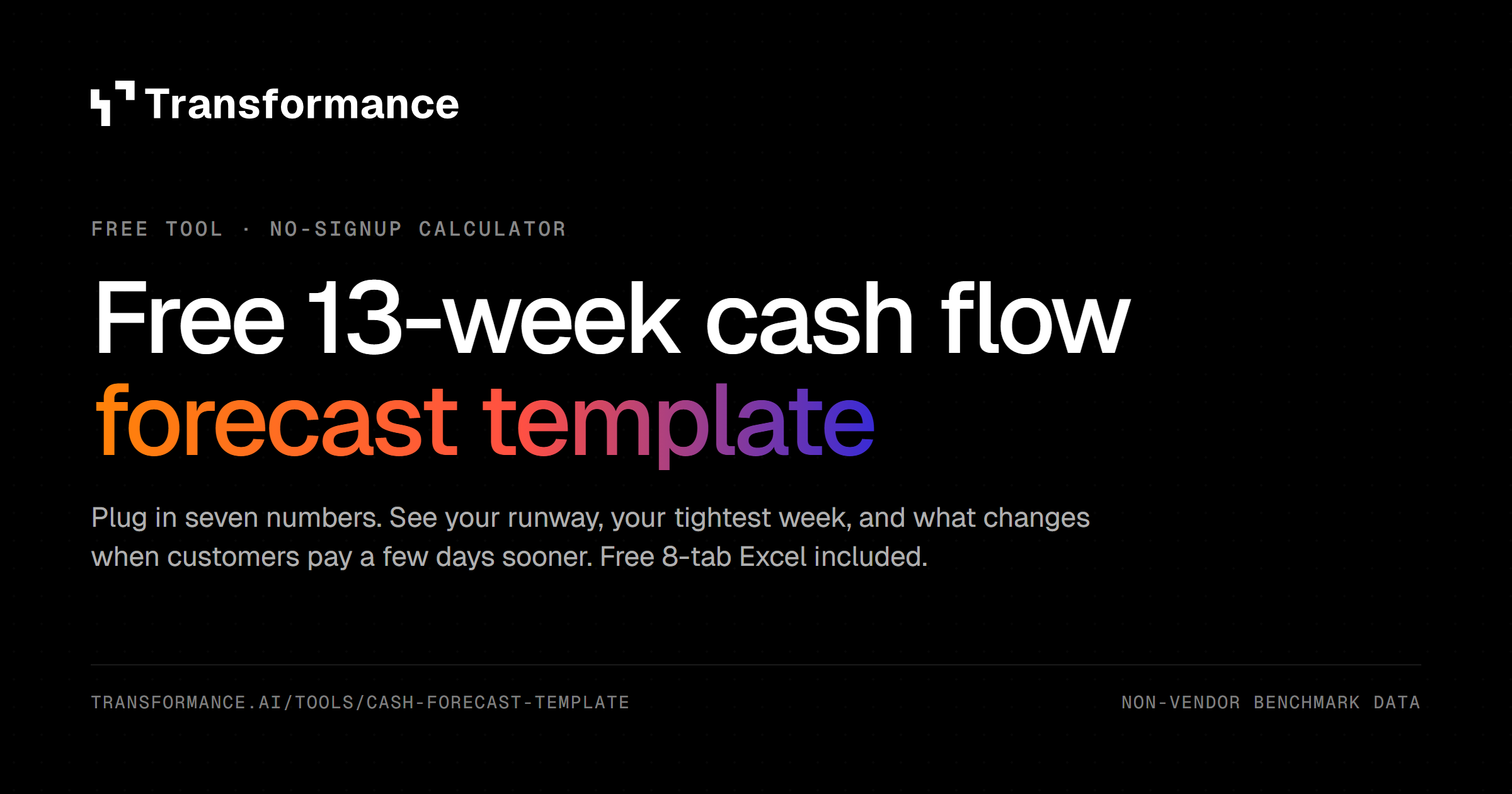 Transformance 13-week cash flow forecast calculator preview