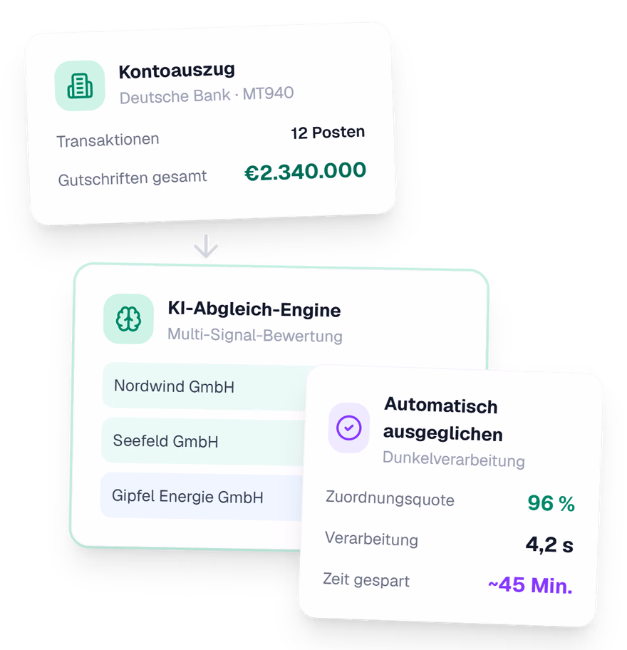 ClearMatch Cash-Application-Oberfläche