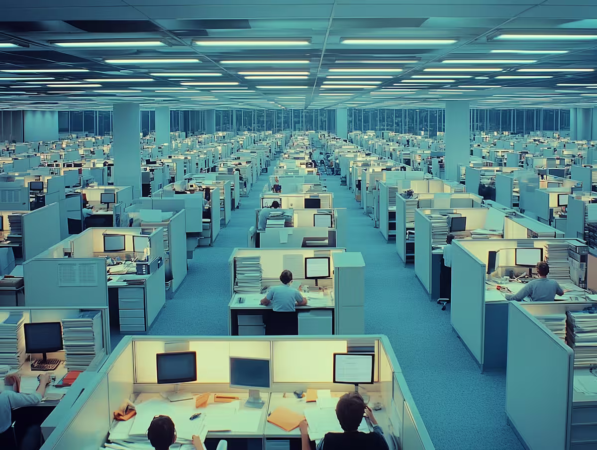 Enterprise finance office where AI automation replaces manual controlling tasks