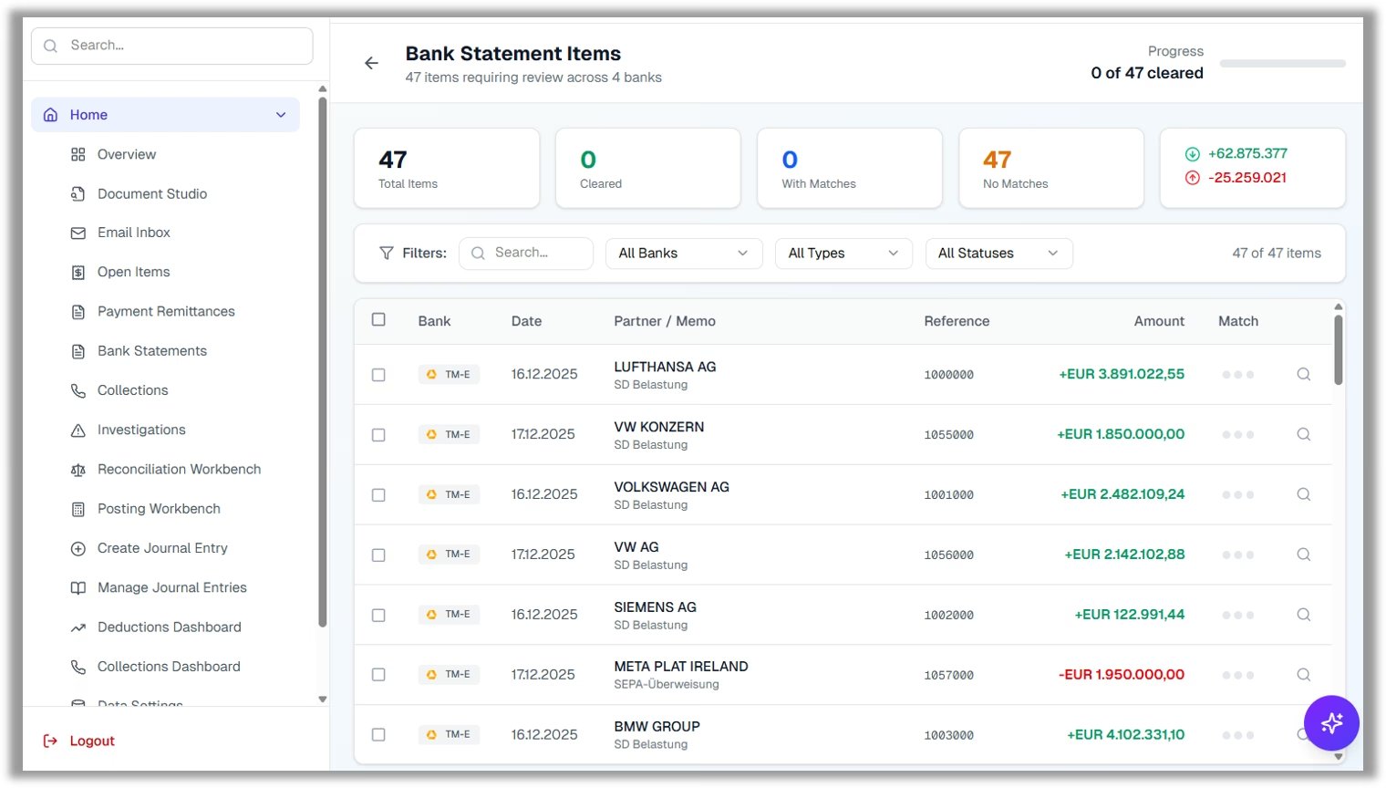 Transformance ClearMatch: AI-native cash application dashboard with automated payment matching