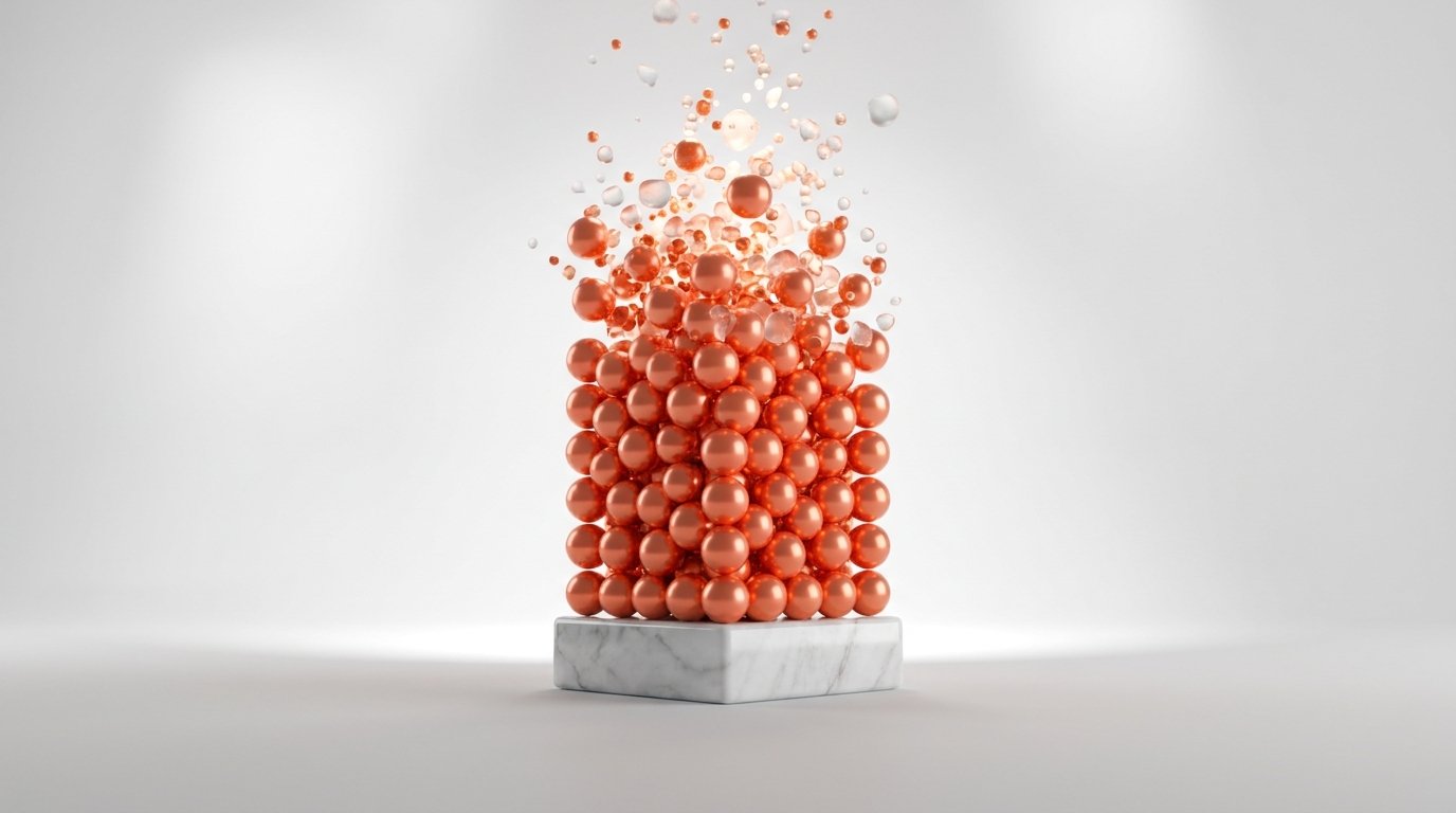 Coral spheres compressing and accelerating upward—visualizing accounts receivable automation releasing working capital