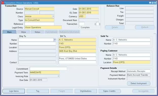 Oracle Accounts Receivable automation module