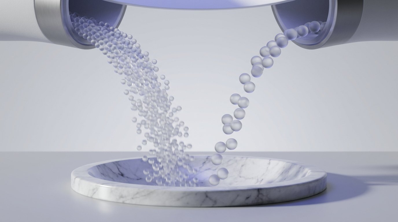 Two glass-bead streams merging — visualizing software and agency collections pathways