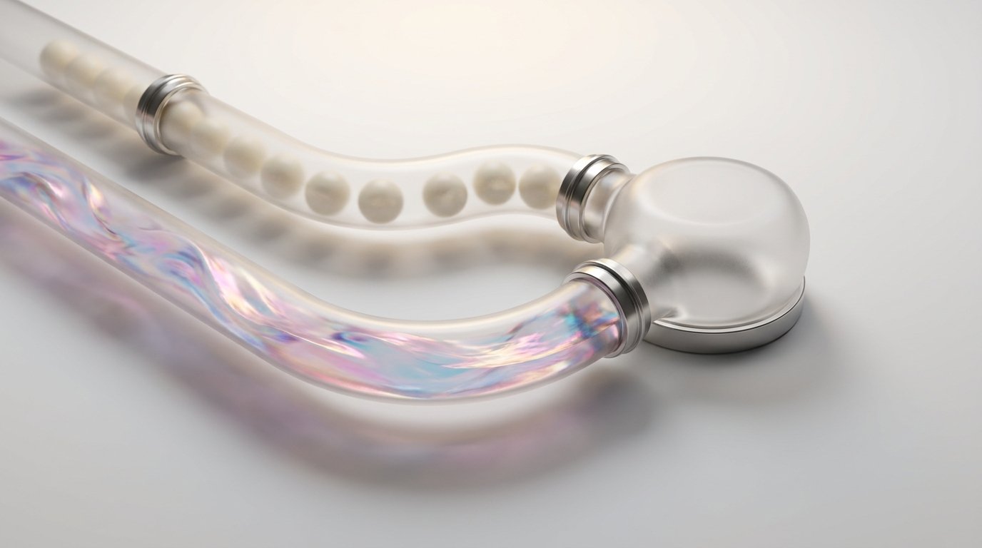 Glass pipes merging static ERP data with real-time AR signal — visualizing SAP cash forecast enhancement