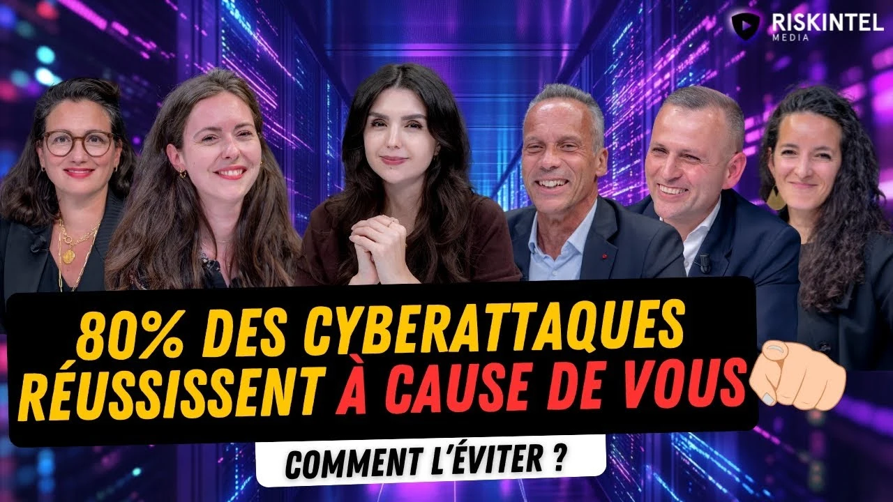 Photo des intervenants de l’émission « Pourquoi la menace n’a plus de limites » : Bastian Dufilhol, Chloé Debiève, Emilie Bonnefoy, Stéphane Dupont et Anne Tricaud, discutant de cybersécurité, sûreté, influence et sécurité cognitive face aux menaces hybrid