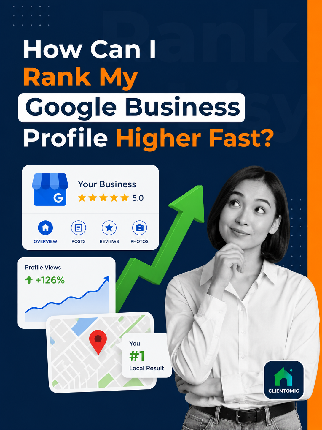 How to rank a Google Business Profile higher with local SEO optimization, Google Maps visibility, reviews, and profile updates.