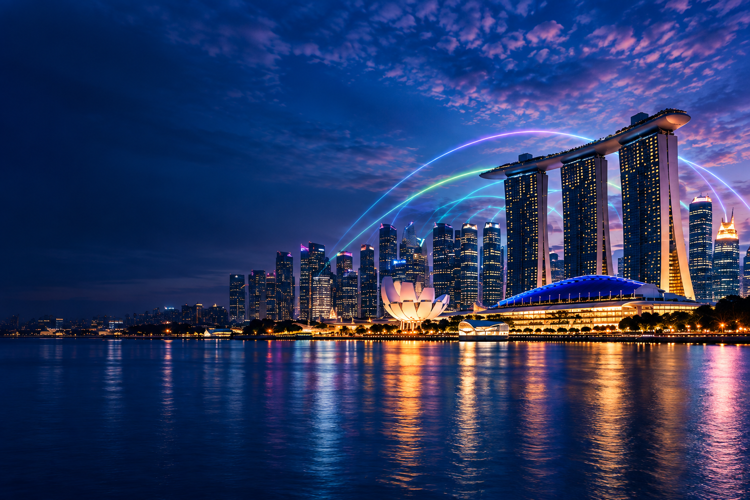 Singapore skyline at dusk
