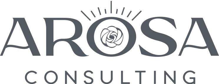 Logo of Arosa Consulting with a stylized circular emblem above the letter O.