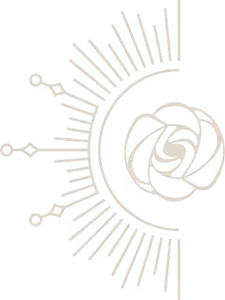 Abstract circular design with radiating lines and geometric shapes in a symmetrical pattern.