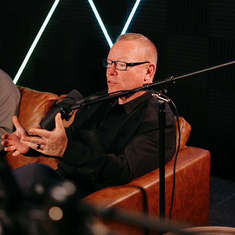 Jeff Lyle speaking while sitting in studio