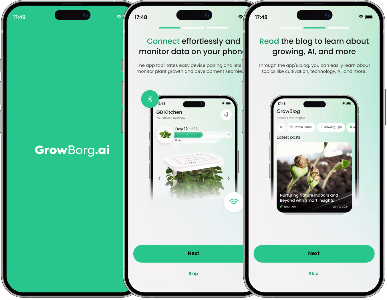 Two iphones with grow org on them.