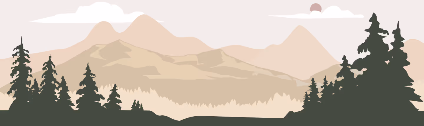 A landscape with trees and mountains in the background.